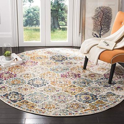 Safavieh MAD611B-7R Rug, 6'7" Round, Cream/Multi