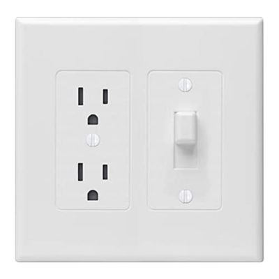 TayMac 2772W Masque White 2-Gang Decorator Electrical Outlet Cover & Toggle Switch Wall Plate, Replaces Old Wall Plate for Electric Outlet, Home Improvement Essential