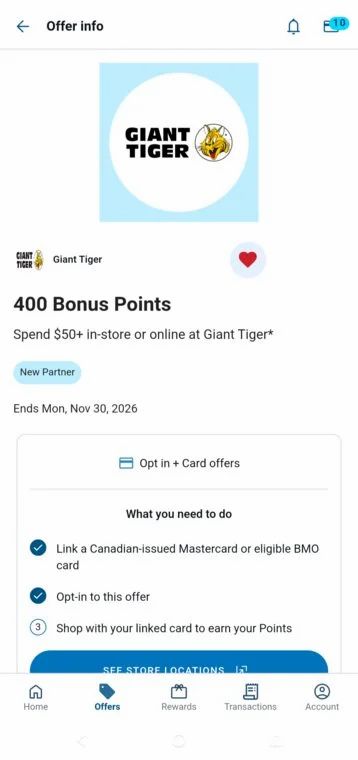 Giant Tiger: 400 blue rewards rebate ($2.66) on $50+ spend