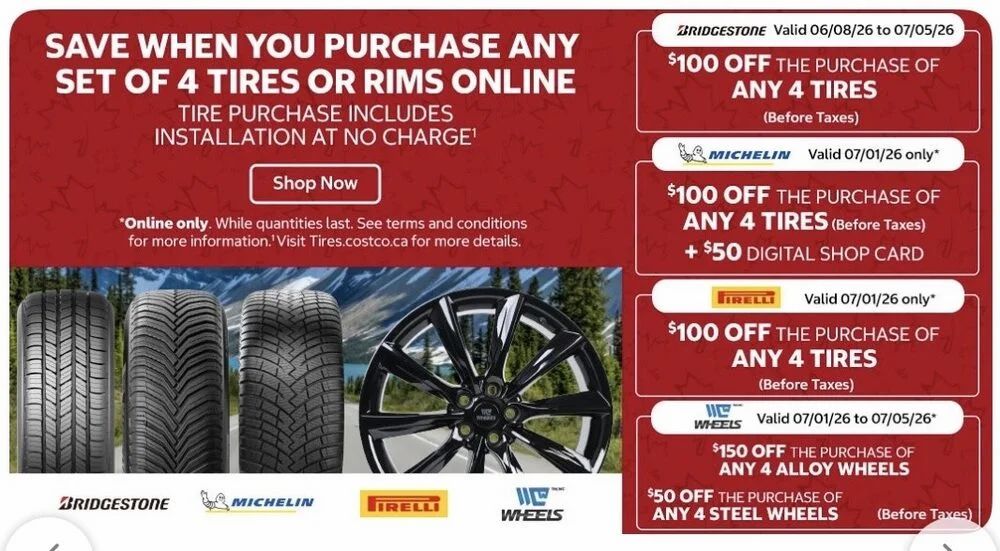 Costco: Canada Day tire & rim sale