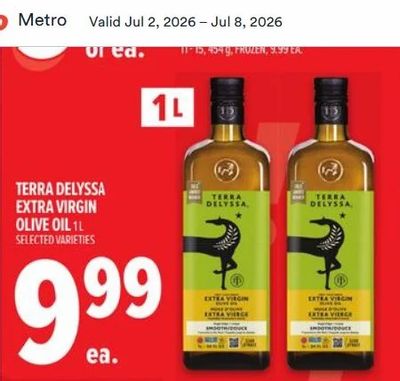 Metro: Terra Delyssa 1L Olive Oil $9.99, Christie Cookies or Crackers $2.22 + 125 points, Cashmere Bathroom Tissue $4.99
