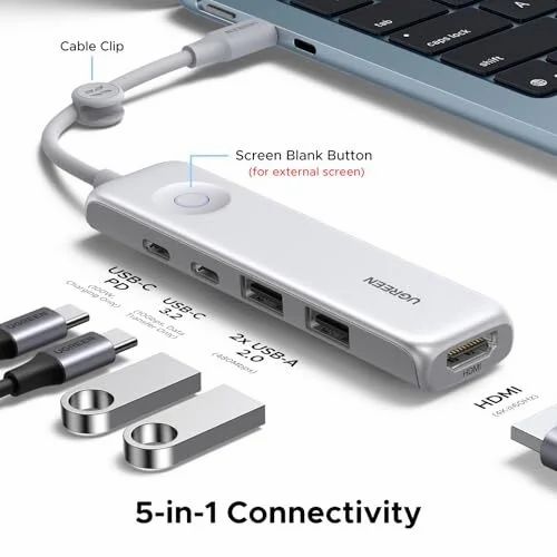 Amazon.ca: USB C Hub (5-in-1) 10Gbps, 4K@60Hz - $15.99