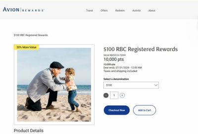 Royal Bank: RBC Registered Rewards 20% off points