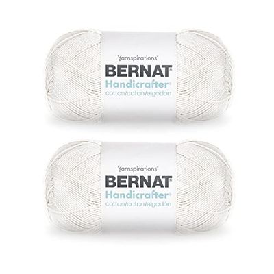 Bernat Handicrafter Cotton Off White Yarn - 2 Pack of 400g/14oz - Cotton - 4 Medium (Worsted) - 710 Yards - Knitting/Crochet