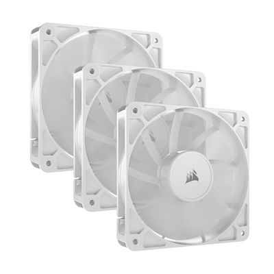 CORSAIR RS120 120mm PWM Fans – Daisy-Chain Connection – Low-Noise – Magnetic Dome Bearing – Triple Pack – White