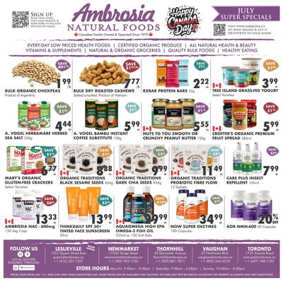 Ambrosia Natural Foods Flyer July 1 to 31