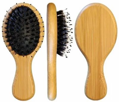 Amazon.ca: Boar Bristle Hair Brush Mini Wooden Paddle Detangling Hair Brush for Women Men, Anti-frizz Small Detangler Brush Travel