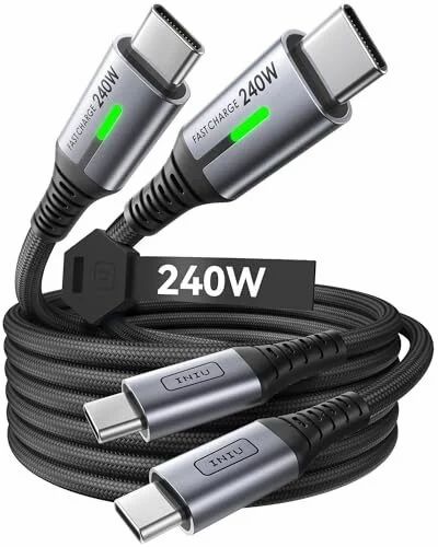 Amazon.ca: INIU USB C to USB C Cable, 240W Fast Charging Type C 2pk (6.6ft+6.6ft) $8.15