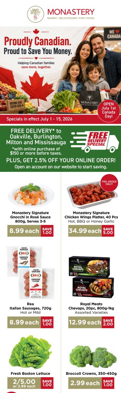 Monastery Bakery Flyer July 1 to 15