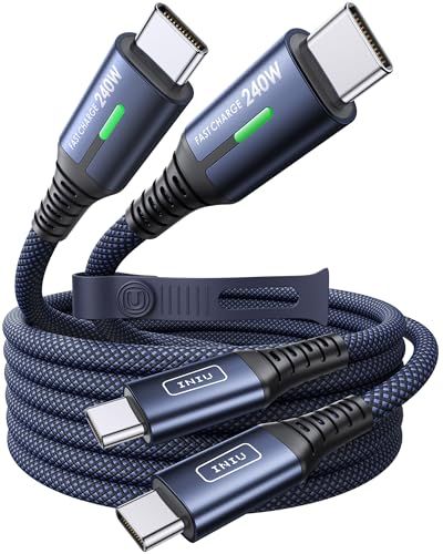 INIU USB C to USB C Cable, 240W Fast Charging Type C 2pk (6.6ft+6.6ft)