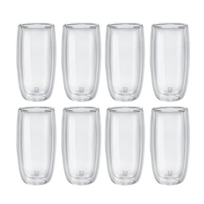 ZWILLING Sorrento 8 Piece Beverage Glass Set - Highball, Water Glasses, 474 ml, Insulated Double-Wall for Cool Temperature