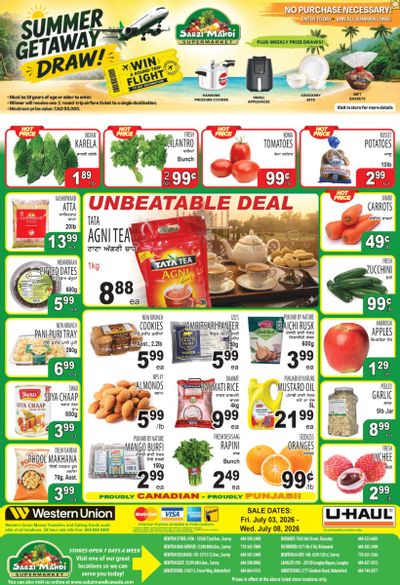 Sabzi Mandi Supermarket (Lower Mainland) Flyer July 3 to 8