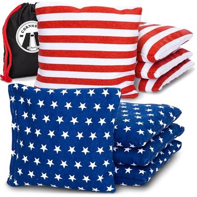 GoSports Official Regulation Cornhole Bean Bags Set (8 All Weather Bags) - America Stars and Stripes
