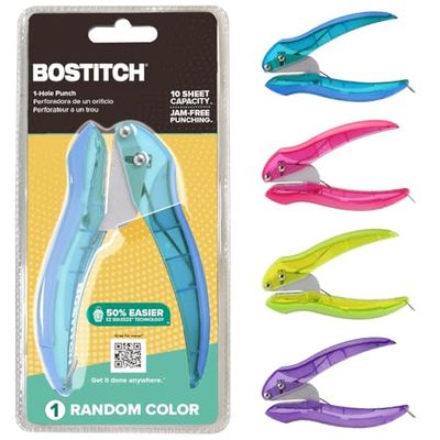 PaperPro inLIGHT Reduced Effort One-Hole Punch, One Unit per Package, Assorted Colors, No Color Choice (2401)