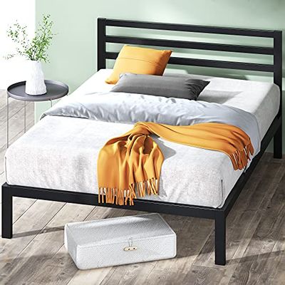 Zinus King Bed Frame - Mia 15 inch Metal Platform Bed Frame with Headboard, Wood Slat Support, No Box Spring Needed, Easy Assembly - Bed Frame with Underbed Storage Space, King Size