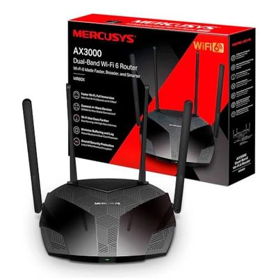 MERCUSYS AX3000 WiFi 6 Router (MR80X) – Dual Band Gigabit Wireless Router, 3 Gbps, 160 MHz, OFDMA, MU-MIMO, Beamforming, WPA3, Easy App Control