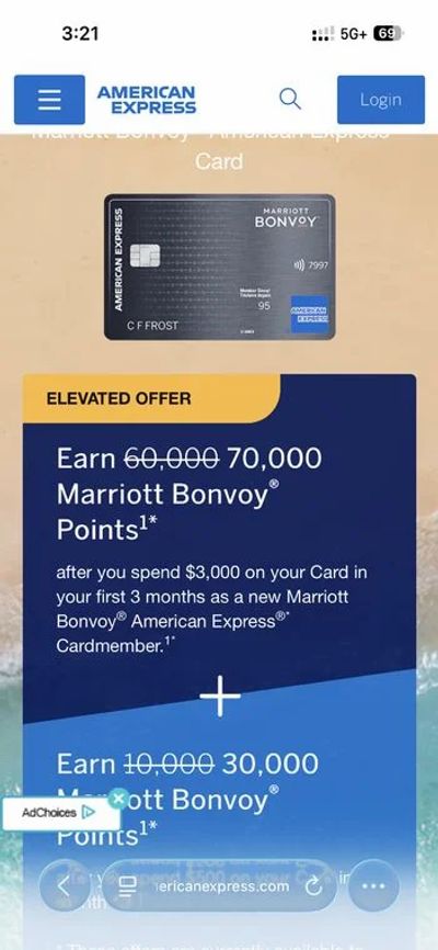 American Express: Marriott Bonvoy card 100,000 point welcome bonus