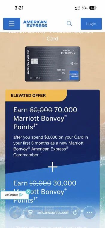 American Express: Marriott Bonvoy card 100,000 point welcome bonus