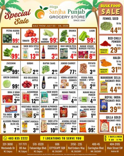 Sanjha Punjab Grocery Store Flyer July 3 to 9