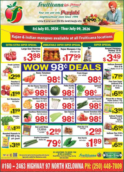 Fruiticana (Kelowna) Flyer July 3 to 9