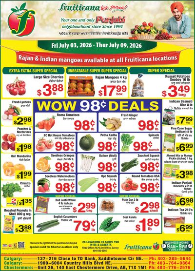 Fruiticana (Calgary) Flyer July 3 to 9