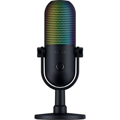 Razer Seiren V3 Chroma RGB USB Microphone: Stream & Game Reactive Lighting - Tap-to-Mute Sensor - Condenser Mic - Digital Gain Limiter & Shock Absorber - PC, Discord, OBS Studio, XSplit