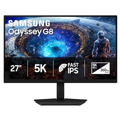 SAMSUNG 27 inch Odyssey G8 5K IPS Gaming Monitor DLG 5K 180 QHD 360Hz 1ms HDR10+ Gsync Freesync DP, HDMI, USB-C