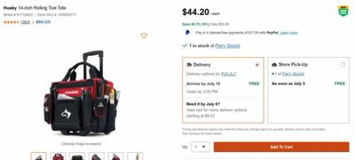 Home Depot: Husky 14-inch Rolling Tool Tote $44.20 (reg. $98.00)