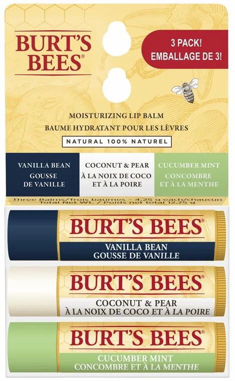 Walmart: Burt’s Bees® Lip Balm, Assorted Flavours with Fruit Extracts - 3 Pack - $6.50