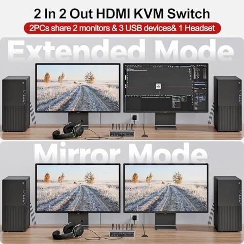 Amazon.ca: Unitek HDMI KVM Switch - 2 Monitors 2 Computers, 4K@60Hz @ $19.17