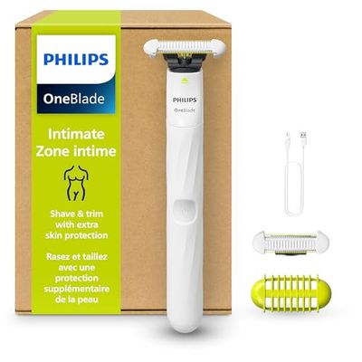 Philips OneBlade Intimate, Designed For Pubic Grooming, Trim & Shave With Extra SkinProtect Blade, Model QP1924/30