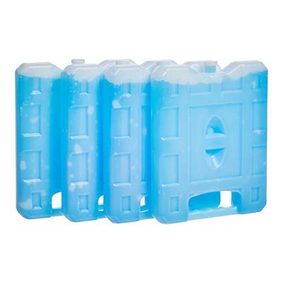 Amazon Basics Reusable Hard Sided Ice Packs for Lunch Boxes, Stay Cold for Hours, No Leak, BPA Free, Rectangular, 21.08 x 16.97 x 3.05 cm, Blue, 4-Pack