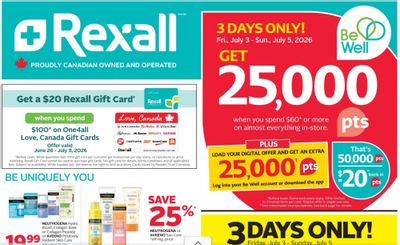 Rexall Canada: Get a $20 Rexall Gift Card When You Spend $100 on One4All Love, Canada Gift Cards Until July 9th