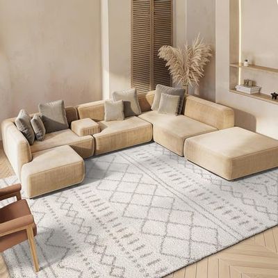 Safavieh Arizona Shag Collection ASG741A Southwestern Ivory and Beige Area Rug (5'1" x 7'6")
