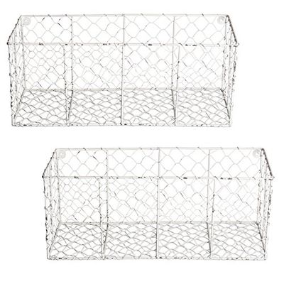 DII Z01997 Home Traditions Rustic Farmhouse Vintage Chicken Wire Wall Basket, Set of 2 Medium