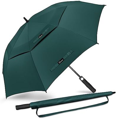 NINEMAX Golf Umbrella Large 62 Inch, Large Umbrellas for Rain Windproof, Parapluie Golf Grand Strong Heavy Duty Automatic Open Double Canopy Vented (Dark Green)