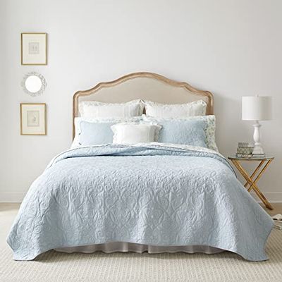 Laura Ashley Felicity Quilt Set, Breeze Blue, Twin (210426)
