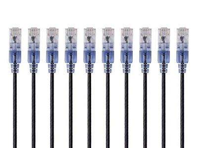 Monoprice 10-Pack Slim Run Cat6A Ethernet Network Patch Cable, 7-Feet Black (115161)