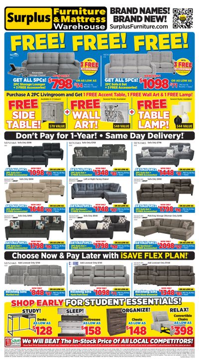 Surplus Furniture & Mattress Warehouse (Winnipeg, Brandon) Flyer July 6 to 26