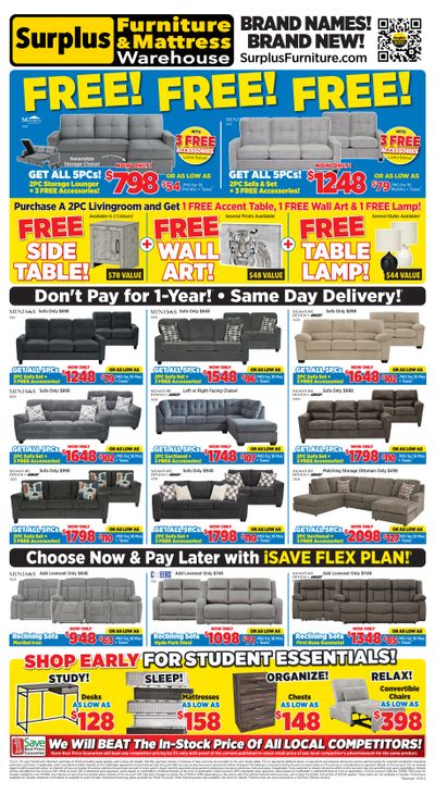 Surplus Furniture & Mattress Warehouse (Thunder Bay, Sault Ste Marie) Flyer July 6 to 26