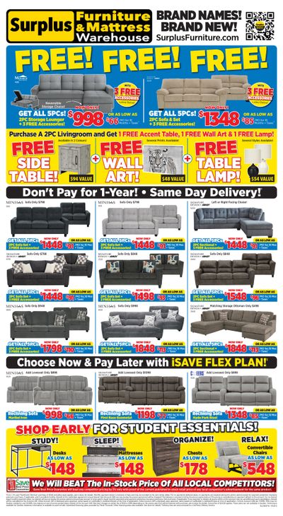 Surplus Furniture & Mattress Warehouse (St. John's, Corner Brook, Grand Falls Windsor) Flyer July 6 to 26