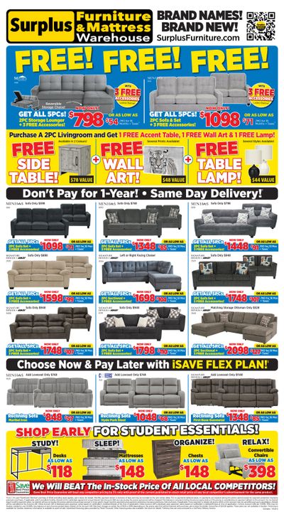 Surplus Furniture & Mattress Warehouse (S. ON) Flyer July 6 to 26