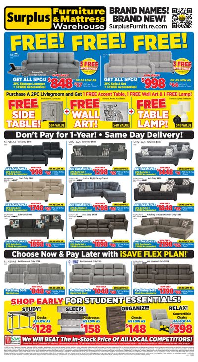 Surplus Furniture & Mattress Warehouse (Lethbridge) Flyer July 6 to 26