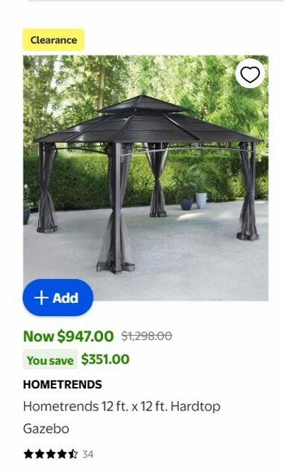 Walmart: Hometrends 12 ft. x 12 ft. Hardtop Gazebo $649 (reg. $1298)
