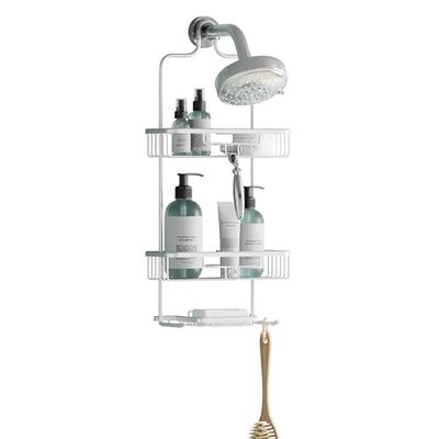 Jobar Zenna Home 7402AL, Never-Rust Aluminum Shower Caddy, Satin Chrome