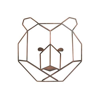 NoJo Mountain Patchwork Metallic Copper Wire Shaped Bear Head Wall Art