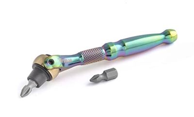 Titan 11327 1/4-Inch Drive 90-Tooth Swivel Head Micro Bit Driver - Titanium