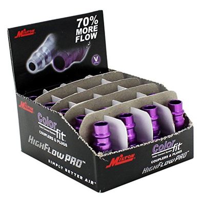 ColorFit by Milton HIGHFLOWPRO 760VC-20 Pneumatic Plugs - (V-Style, Purple) - 1/4" NPT Male, (Box of 20)