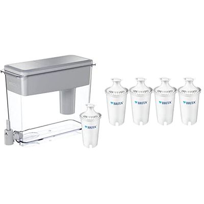 Brita Extra Large Filtered Water Dispenser with 1 Standard Filter + Brita 42432 Pitcher Replacement Filters (4-Pack)