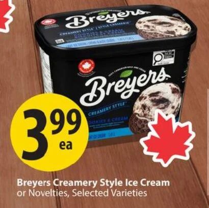 Mutiple: Breyers Creamery Style Ice Cream 1.41L $2.00 (with printed coupon)